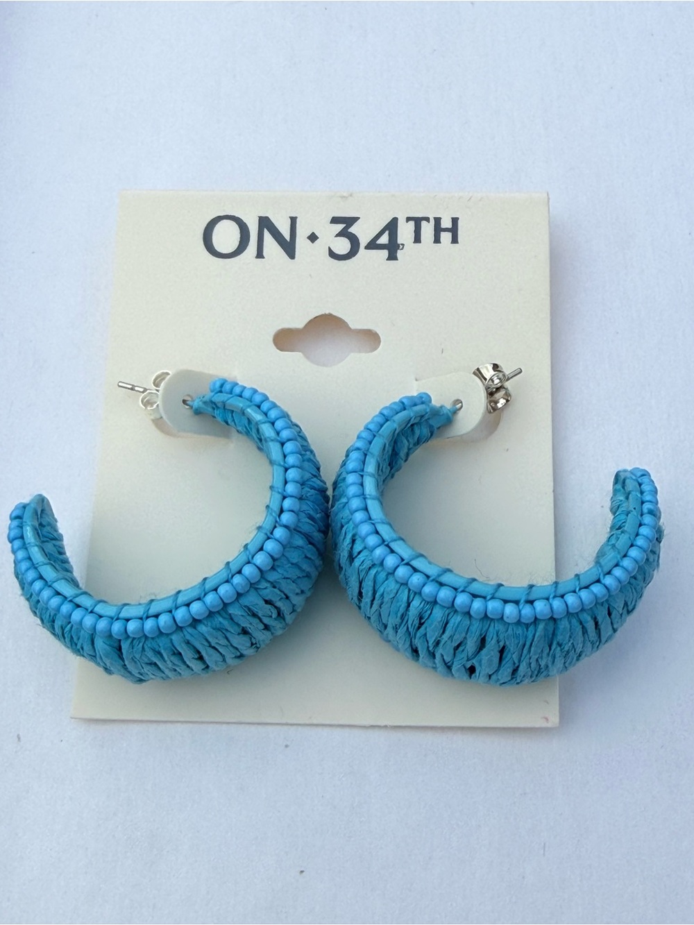 ON·34TH Turquoise Braided Hoop Earrings